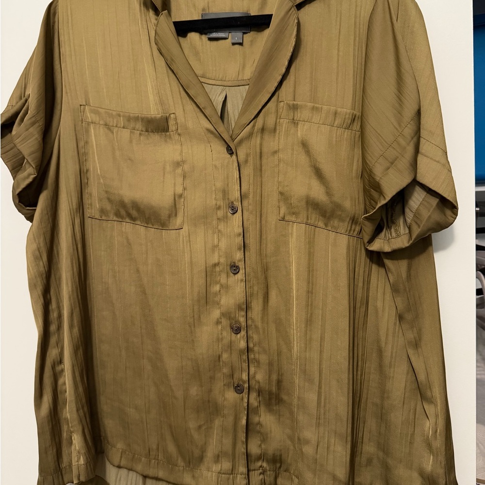 Anthropologie Khaki Button-Down Shirt